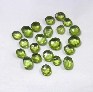 25 Carat 5.5x6-8x8 MM Natural Green Peridot Both Side Rose Cut 22 Piece Lot - Picture 1 of 17