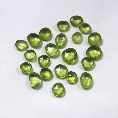 25 Carat 5.5x6-8x8 MM Natural Green Peridot Both Side Rose Cut 22 Piece Lot - Image 1 of 4