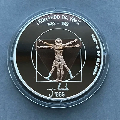 Mongolia Silver  500 Togrog  1999  LEONARDO DA VINCI   Proof - Image 1 of 2