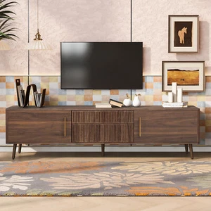 Wooden TV Stand 80” Media Entertainment Console Center Table w 2 Drawer and Door - Picture 1 of 24