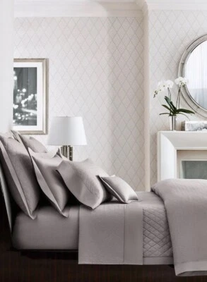 RALPH LAUREN Home King Bedford Jacquard Grey Dawn Duvet Cover Retail $500 - Image 1 of 4