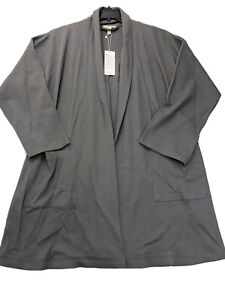 Eileen Fisher Cozy Organic Cotton Thermal Sleep Cardigan Size S/M Gray NWT