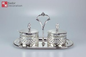 Vorratsgläser Vorratsdosen Silberset Behälter mit Kleinen Löffeln Silber 29x15