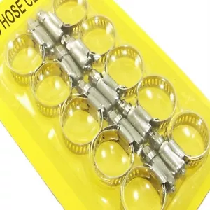 HOSE WATER METAL CLAMP PACK OF 10 14-27MM ADJUSTABLE SCREW LOCK HOSE TIES - Bild 1 von 2