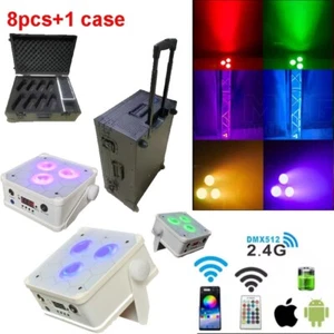 8pcs/case Wireless Battery Par 3x18W Rgbwa uv 6in1 Dmx Led Par Dj Party Uplight - Picture 1 of 22