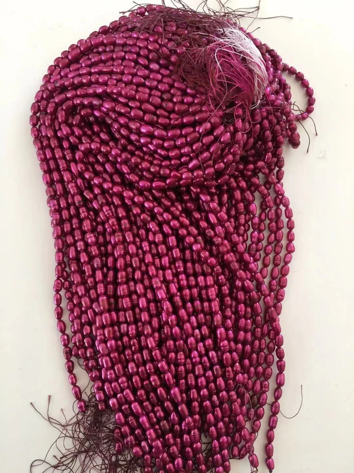 OV02  6-7 mm Zuchtperlen Strang Süßwasser Perlen Schmuck Halskette Oval cvxy - Bild 1 von 1