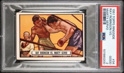 1951 Topps Ringside Boxing Ray Robinson Marty Servo #34 Graded PSA 2 - Image 1 of 3