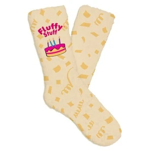 Womens Fuzzy Crew Socks - Fluffy Birthday - Picture 1 of 9