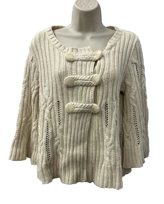 Heather B Women's Cotton Blend Swing Cardigan with Bell Sleeves Ivory Med - Image 1 of 4