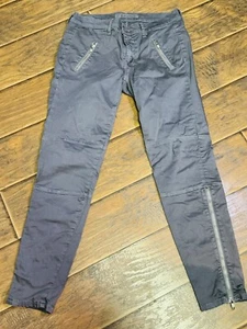 J Brand Jeans Womens Size 27 Gray Moto Skinny Zipper Legs Stretch Crop Vin Black - Picture 1 of 6
