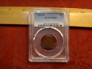 1922-D United States Lincoln Wheat Penny Cent 1c Graded PCGS VF35 - Free S&H USA - Picture 1 of 5