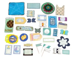 30 Handmade EMBELLISHMENTS Scrapbooking Cardmaking - Lot 1 Baby Blue Orange SALE - Picture 1 of 6