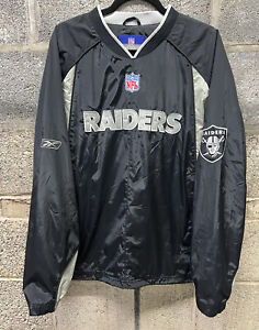 Vintage 2000s Reebok NFL Oakland Raiders Pull Over Jacket Black Embroidered M