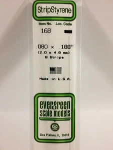 NEW Evergreen Scale Models #168 Strip Styrene .080 x .188 x 14 in 8 Pk - Picture 1 of 3