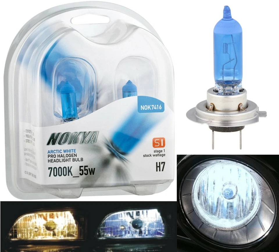 Nokya 7000K White H7 Nok7416 55W Two Bulbs Head Light Low Beam Replacement Lamp - Image 1 of 4