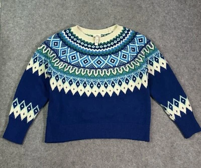 Suéter para mujer St Johns Bay XL azul nórdico Fair Isle tejido colorido manga raglán Foto 1 de 4