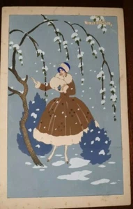 Cartolina illustratore Meschini art nouveau art deco donnina neve Ars nova - Bild 1 von 2