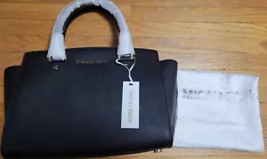*NWT* MICHAEL Michael Kors Selma Leather Medium Zip Black Women's Satchel bag - Picture 1 of 10