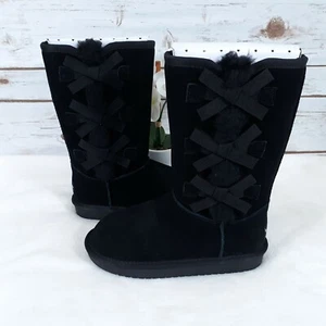 Koolaburra By UGG Girls Victoria Tall 1020171 Black Suede Winter Boots Size 13 - Picture 1 of 9