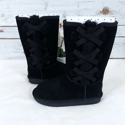 Botas de invierno de gamuza negras Koolaburra de UGG para niñas Victoria Tall 1020171 talla 13 Foto 1 de 4
