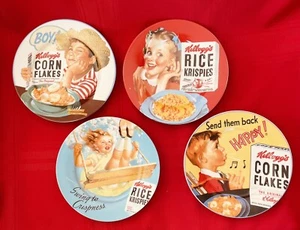 Vintage Kellogg's 8" piatti cereali fiocchi di mais e riso Krispies 2005 ~ set di 4 - Foto 1 di 13