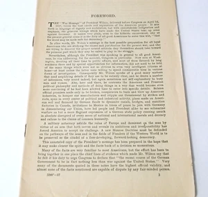 WW1 President Wilson Message April 2nd 1917 Forward By Guy Stanton Ford - Picture 1 of 8