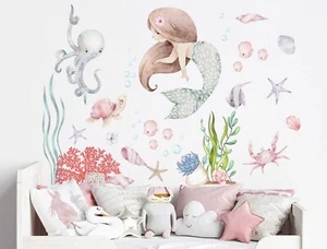 Baby Mermaid Ocean Animals Turtle Removable Wall Decal Sticker Room Gift - Bild 1 von 5