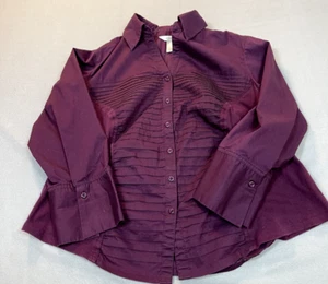 CJ Banks Damen Shirt Übergröße 1X dunkellila gerippt vorne weite Ärmel - Bild 1 von 13