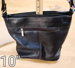 Le Donne Shoulder Handbag Genuine Leather Purse Adjustable Cross Body Dark Brown - Picture 1 of 12