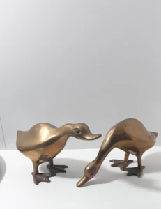 Vintage Gempo Giftware Japan Handcrafted Brass Statuette Figures Duck Set - Picture 1 of 13