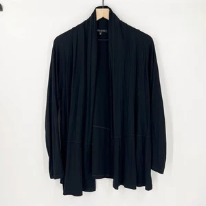 Theory Designer Black Open Front Cardigan Lightweight Sweater L Career Office - Picture 1 of 5