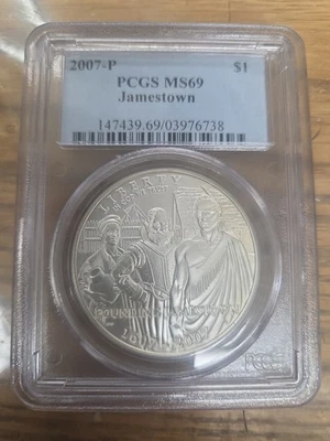 2007-P Jamestown Silver Commemorative Dollar MS69 PCGS - Image 1 of 2