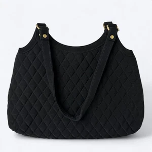 Vera Bradley Black Quilted Shoulder Bag Purse Double Handles Magnetic Top - Picture 1 of 17