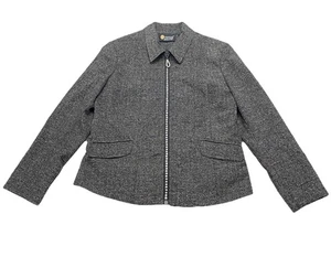 Christine Alexander Damen große graue Jacke Swarovski Strass Kristalle Reißverschluss - Bild 1 von 14