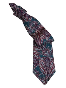 New PREFERRED STOCK Red Teal Multi-Color Paisley Tie 100% Silk Qte_D - Picture 1 of 3