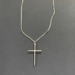 Sterling Silver MJ Cross Pendant Necklace Religious Jewelry for Women - Picture 1 of 4