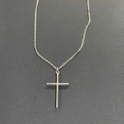 Sterling Silver MJ Cross Pendant Necklace Religious Jewelry for Women - Image 1 of 4