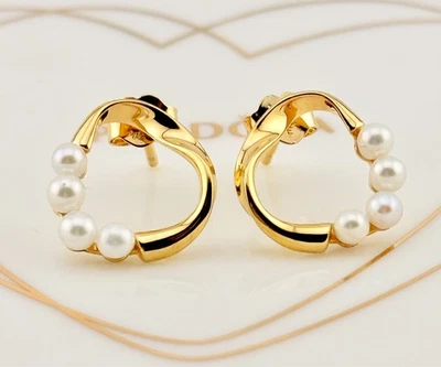 Nuevos Pendientes Pandora Perlas de Agua Dulce Tratadas Círculo Forma Orgánica y Foto 1 de 4