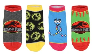 Jurassic Park Socks Kids T-Rex Dinosaur World Ankle No Show Socks - 4 Pack - Picture 1 of 3
