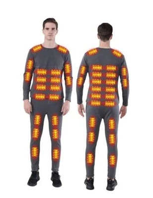 加热保暖内衣男式女式 USB 42 3X 大号男式灰色 42 区加热 — 第 1/4 张图片