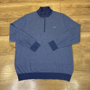 Suéter Para Hombre 2XL Vineyard Vines Hamilton 1/4 Cremallera Pullover Mezcla de Lana Azul Tejido - Imagen 1 de 5