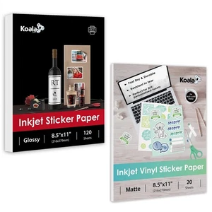 Koala Glossy Sticker Paper and Water-resistant Matte White Vinyl Sticker Pape... - Picture 1 of 7