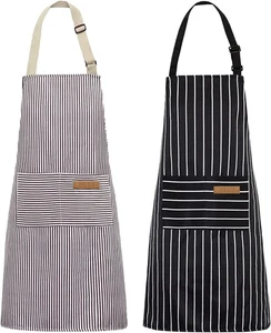 2er Pack Küche Kochschürzen, Verstellbar Latz Weich Kochschürze mit 2 Taschen für - Bild 1 von 12