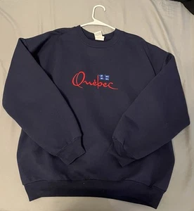 Vintage Cityscape Quebec Large Men’s Sweater Navy Blue L/G - Picture 1 of 7