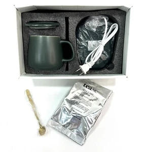 Tease Smart Heated Mug Kit with Mug & Lid Gold Spoon Warming Pad Plus Teabags - Picture 1 of 7