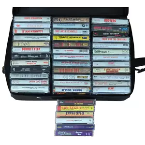 Bulk Cassettes Lot of 40+ with BMI Portable Cassette Carying Case Holds 36 Tapes - Picture 1 of 9