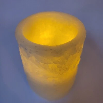 Ashland Cera Real Sin Llama LED Pilar Vela Crema Color Marfil HOJA GIRASOL 4" Foto 1 de 4