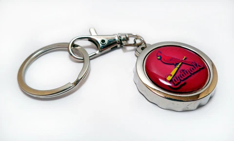 ST LOUIS CARDINALS Soda Beer Bottle Cap Opener Key Chain / Key Ring Handmade Cover