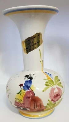 Unique Hand Painted Quimper Pottery Vase - Image 1 of 4