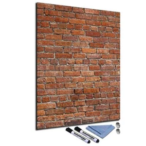 Glas-Magnettafel 60x80 Wand mit Zubehör Whiteboard Küche Ziegelstein Büro Braun - Bild 1 von 4